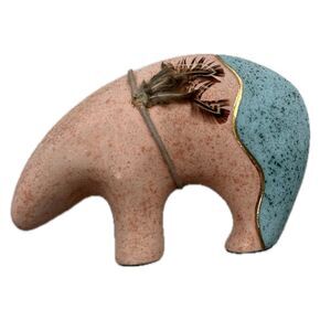 Vintage Southwestern Bear Figurine 22K Gold Enamel Trim Detail Vera Russell